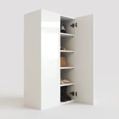 Mobile scarpiera multiuso ingresso 63x116h cm 2 ante bianco lucido Roks