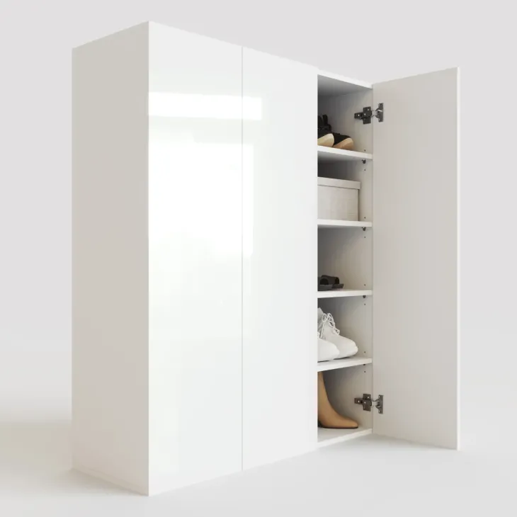 Mobile scarpiera multiuso ingresso 95x116h cm 3 ante bianco lucido Roks