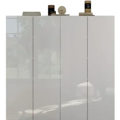 Mobile scarpiera multiuso ingresso 124x113h cm 4 ante bianco lucido Roks