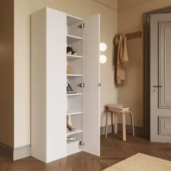 Mobile scarpiera multiuso ingresso 63x186h cm 2 ante bianco lucido Roks