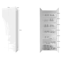 Mobile scarpiera multiuso ingresso 63x186h cm 2 ante bianco lucido Roks