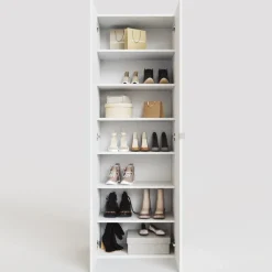 Mobile scarpiera multiuso ingresso 63x186h cm 2 ante bianco lucido Roks