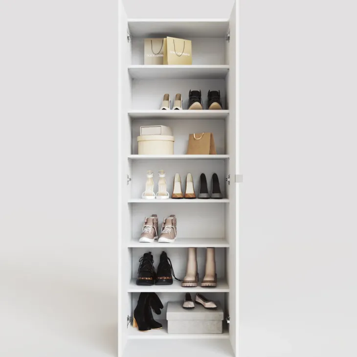 Mobile scarpiera multiuso ingresso 63x186h cm 2 ante bianco lucido Roks