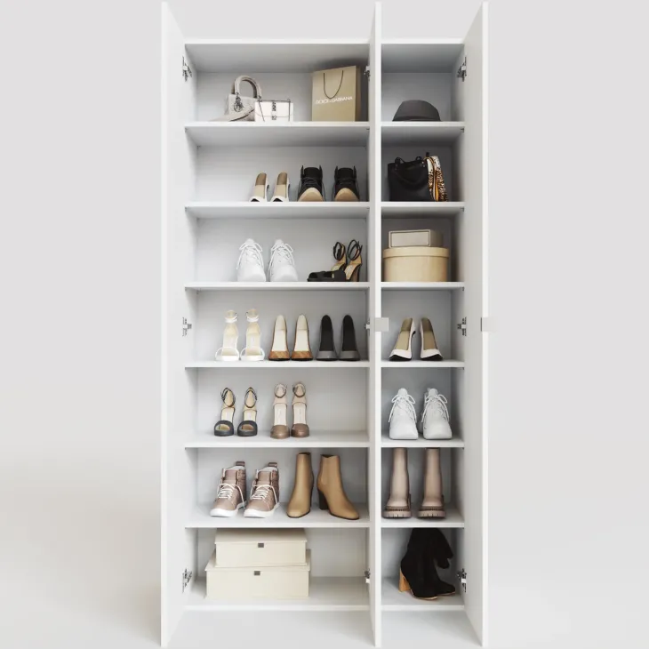 Mobile scarpiera multiuso ingresso 95x186h cm 3 ante bianco lucido Roks