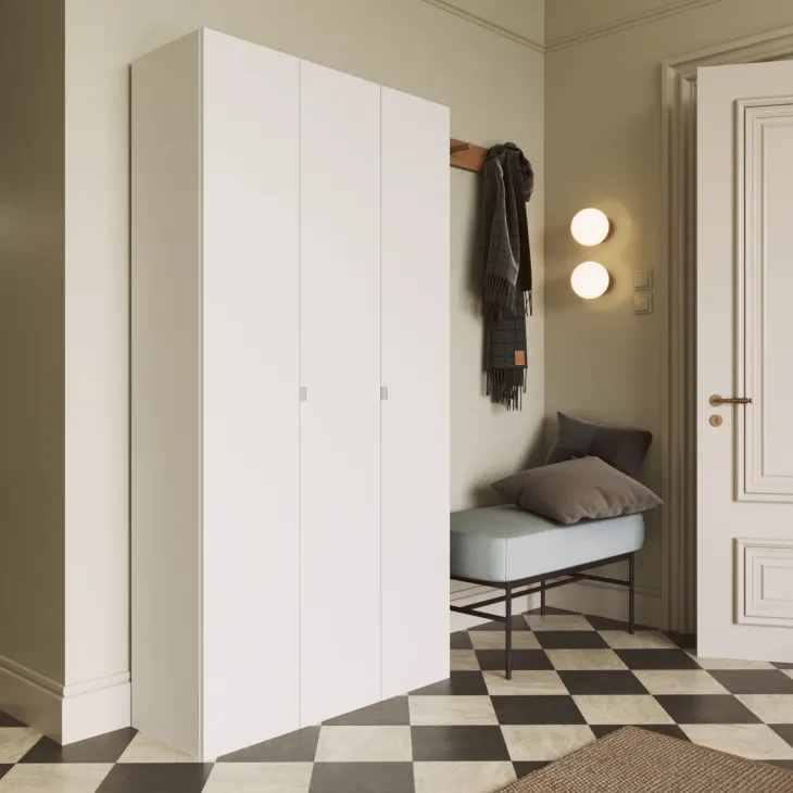 Mobile scarpiera multiuso ingresso 95x186h cm 3 ante bianco lucido Roks