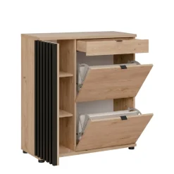 Mobile scarpiera multiuso 90x95h cm 3 ante 1 cassetto cannettato rovere nero Berlino