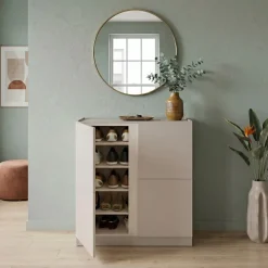 Mobile scarpiera 95x91h cm 2 ante beige cashmere e olmo Melissa