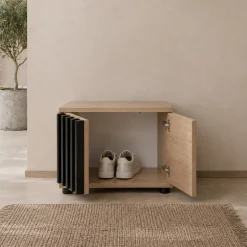 Mobile scarpiera 60x46h cm 2 ante cannettato rovere nero Berlino