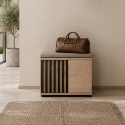 Mobile scarpiera 60x46h cm 2 ante cannettato rovere nero Berlino