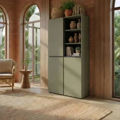 Mobile scarpiera 80x184h cm 3 ante 3 vani a giorno verde Lolla