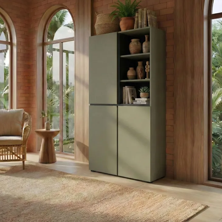 Mobile scarpiera 80x184h cm 3 ante 3 vani a giorno verde Lolla
