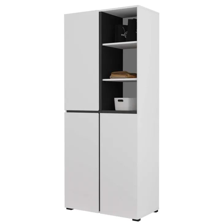 Mobile scarpiera 80x184h cm 3 ante 3 vani a giorno bianco Lolla