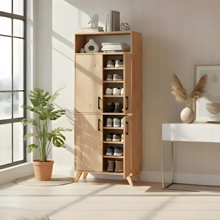 Mobile scarpiera 72x170h cm multifunzione 4 ante 1 vano a vista rovere rustico Dama