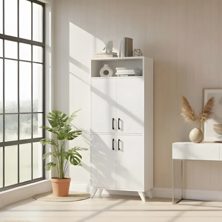 Mobile scarpiera 72x170h cm multifunzione 4 ante 1 vano a vista bianco Dama