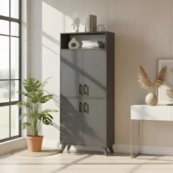 Mobile scarpiera 72x170h cm multifunzione 4 ante 1 vano a vista antracite Dama