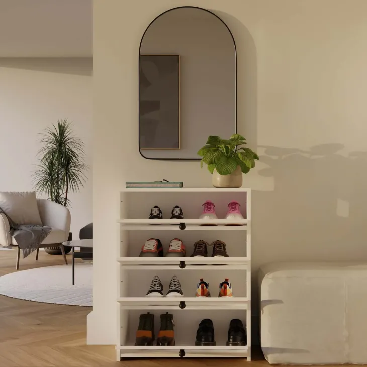 Mobile scarpiera 66x36h cm 4 ribaltine bianco Leaf