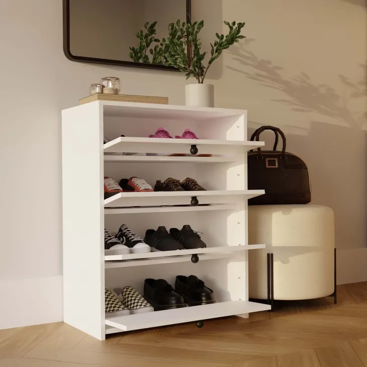 Mobile scarpiera 66x36h cm 4 ribaltine bianco Leaf