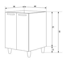 Mobile sottolavello cucina 60x86h cm multiuso con lavello acciaio inox 2 ante bianco frassinato Talise