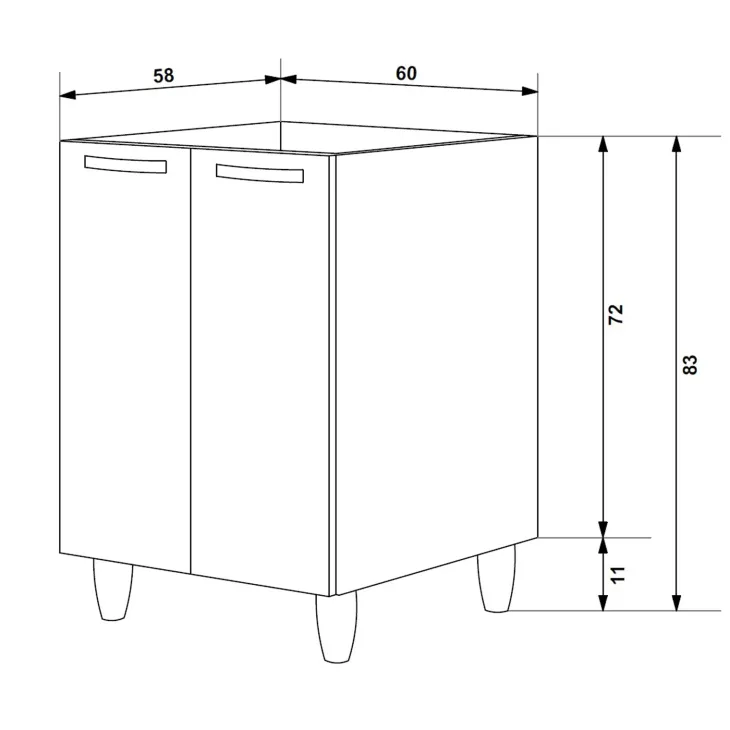 Mobile sottolavello cucina 60x86h cm multiuso con lavello acciaio inox 2 ante rovere olmo Talise