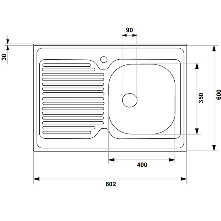 Mobile sottolavello cucina 80x86h cm multiuso con lavello 1 vasca sinistra acciaio inox bianco frassinato Talise