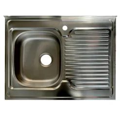 Mobile sottolavello cucina 80x86h cm multiuso con lavello 1 vasca sinistra acciaio inox rovere olmo Talise