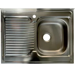 Mobile sottolavello cucina 80x86h cm multiuso con lavello 1 vasca destra acciaio inox bianco frassinato Talise