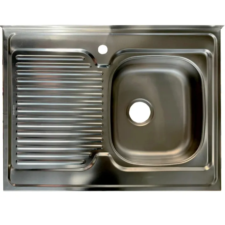 Mobile sottolavello cucina 80x86h cm multiuso con lavello 1 vasca destra acciaio inox bianco frassinato Talise