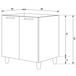 Mobile sottolavello cucina 80x86h cm multiuso con lavello 2 vasche acciaio inox rovere olmo Talise