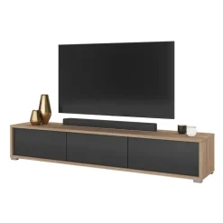 Mobile TV soggiorno sospeso 180x32h cm 3 ante a ribalta antracite rovere Glem