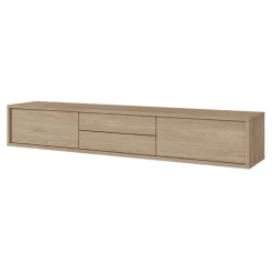 Mobile TV soggiorno sospeso 180x32h cm 2 ante a ribalta 2 cassetti rovere Glem