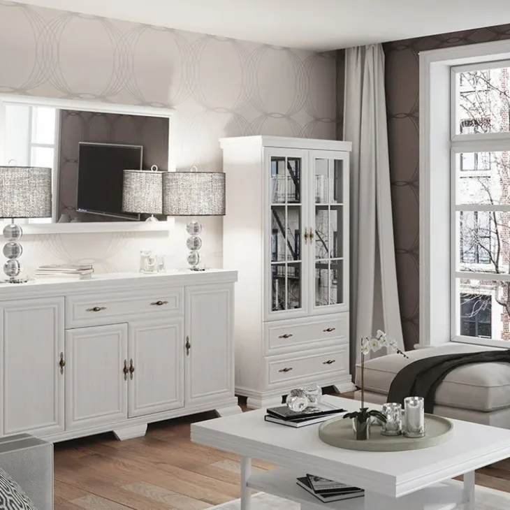 Mobile TV 158x59cm 2 ante 1 cassetto shabby bianco frassinato Kelly