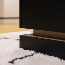 Mobile TV 200x47h cm 2 ante a ribalta 2 vani a vista nero rovere Rhea
