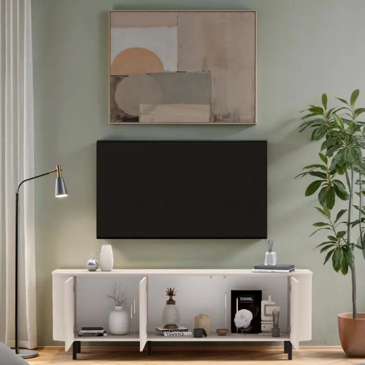 Mobile TV 180x60h cm 3 ante beige cashmere Lucrezia