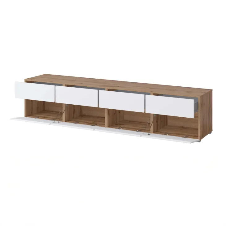 Mobile tv 225x49h cm 4 ante 4 cassetti bianco rovere Lolla