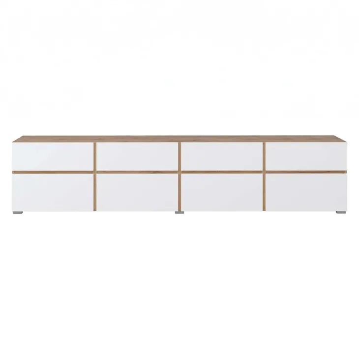 Mobile tv 225x49h cm 4 ante 4 cassetti bianco rovere Lolla