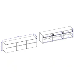 Mobile tv 180x49h cm 3 ante 3 cassetti bianco rovere Lolla