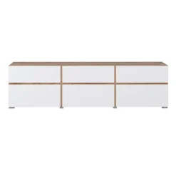 Mobile tv 180x49h cm 3 ante 3 cassetti bianco rovere Lolla