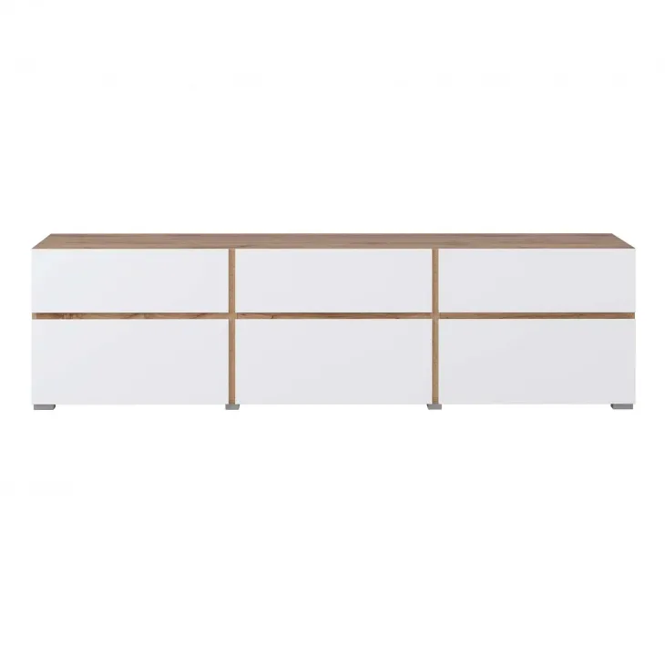 Mobile tv 180x49h cm 3 ante 3 cassetti bianco rovere Lolla