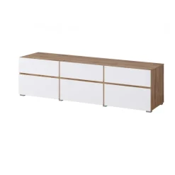 Mobile tv 180x49h cm 3 ante 3 cassetti bianco rovere Lolla