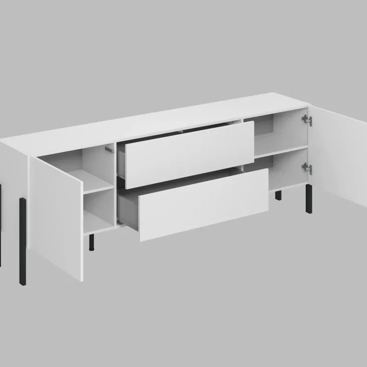 Mobile TV 200x70h cm 2 ante 2 cassetti moderno bianco Simple
