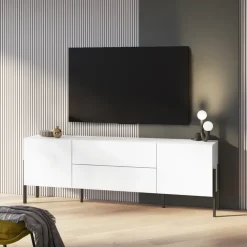 Mobile TV 200x70h cm 2 ante 2 cassetti moderno bianco Simple