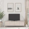Mobile TV 205x62h cm 4 ante design in rilievo con piedini beige cashmere Sonia
