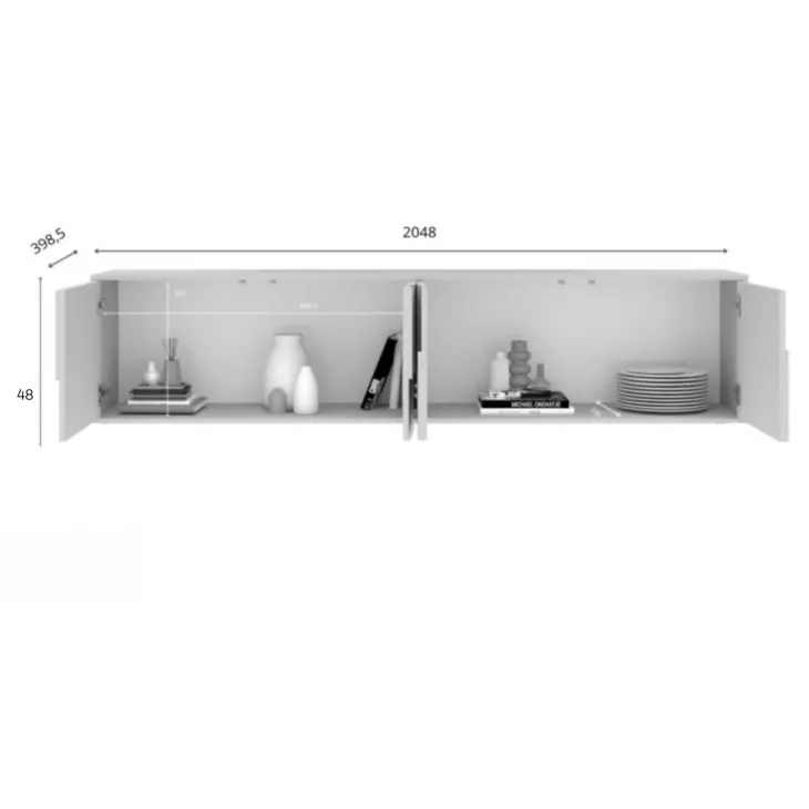 Mobile TV 205x48h cm 4 ante design in rilievo beige cashmere Sonia