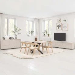 Mobile TV 205x48h cm 4 ante design in rilievo beige cashmere Sonia