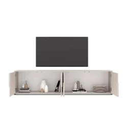 Mobile TV 205x48h cm 4 ante design in rilievo beige cashmere Sonia