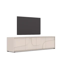 Mobile TV 205x48h cm 4 ante design in rilievo beige cashmere Sonia