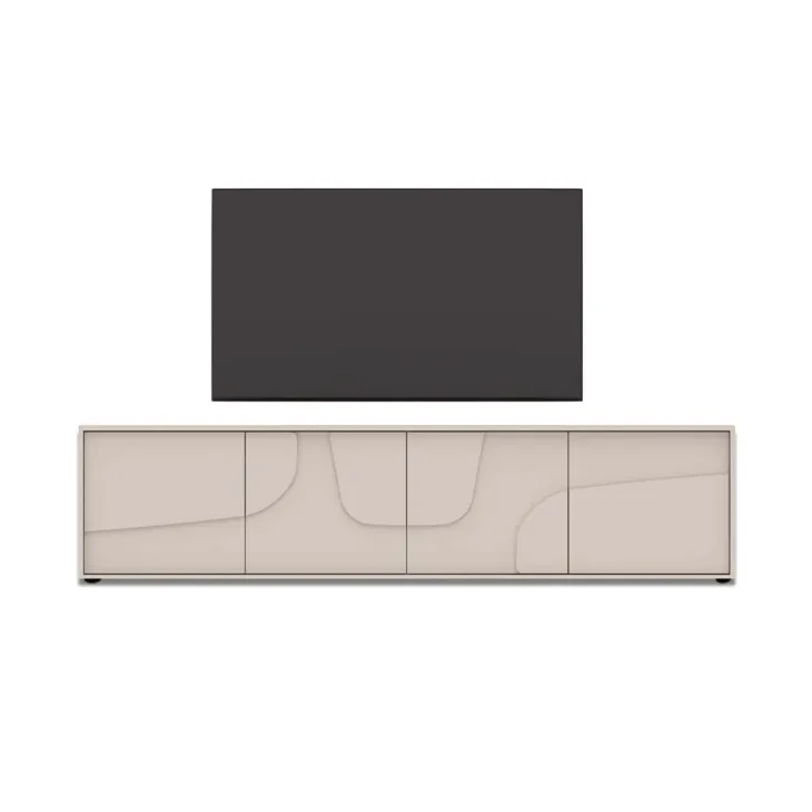 Mobile TV 205x48h cm 4 ante design in rilievo beige cashmere Sonia