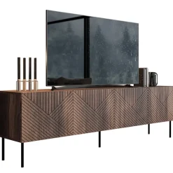 Mobile TV 191x58h cm 4 ante noce scuro con frontali serigrafati Savanna