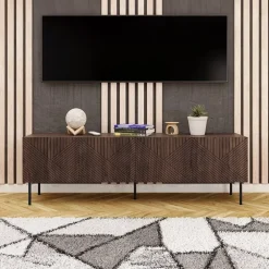 Mobile TV 191x58h cm 4 ante noce scuro con frontali serigrafati Savanna