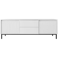 Mobile TV 174x60h cm 2 cassetti design cannettato bianco Strike